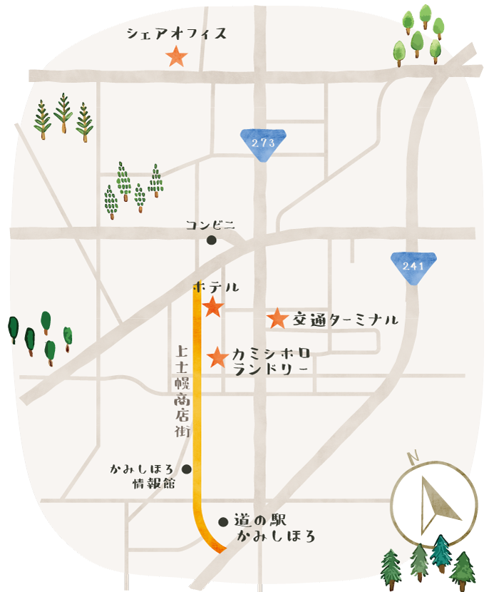 上士幌町内の地図